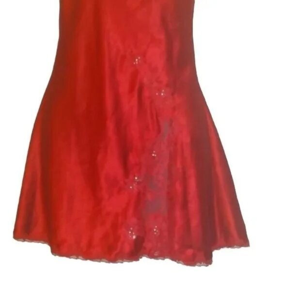 Victoria's Secret Red Vintage y2k Satin Lace Chemise Slip - Picture 4 of 6
